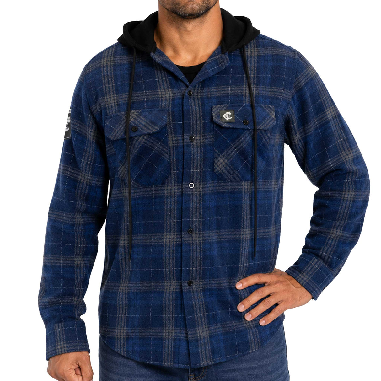 AFL Carlton 'Highland' Hooded Flannel Shirt - Ashtabula