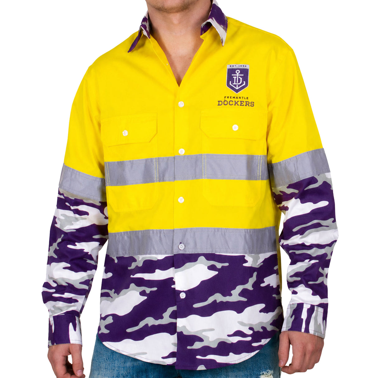 AFL Fremantle Dockers 'Camo' Hi-Vis Work Shirt - Ashtabula