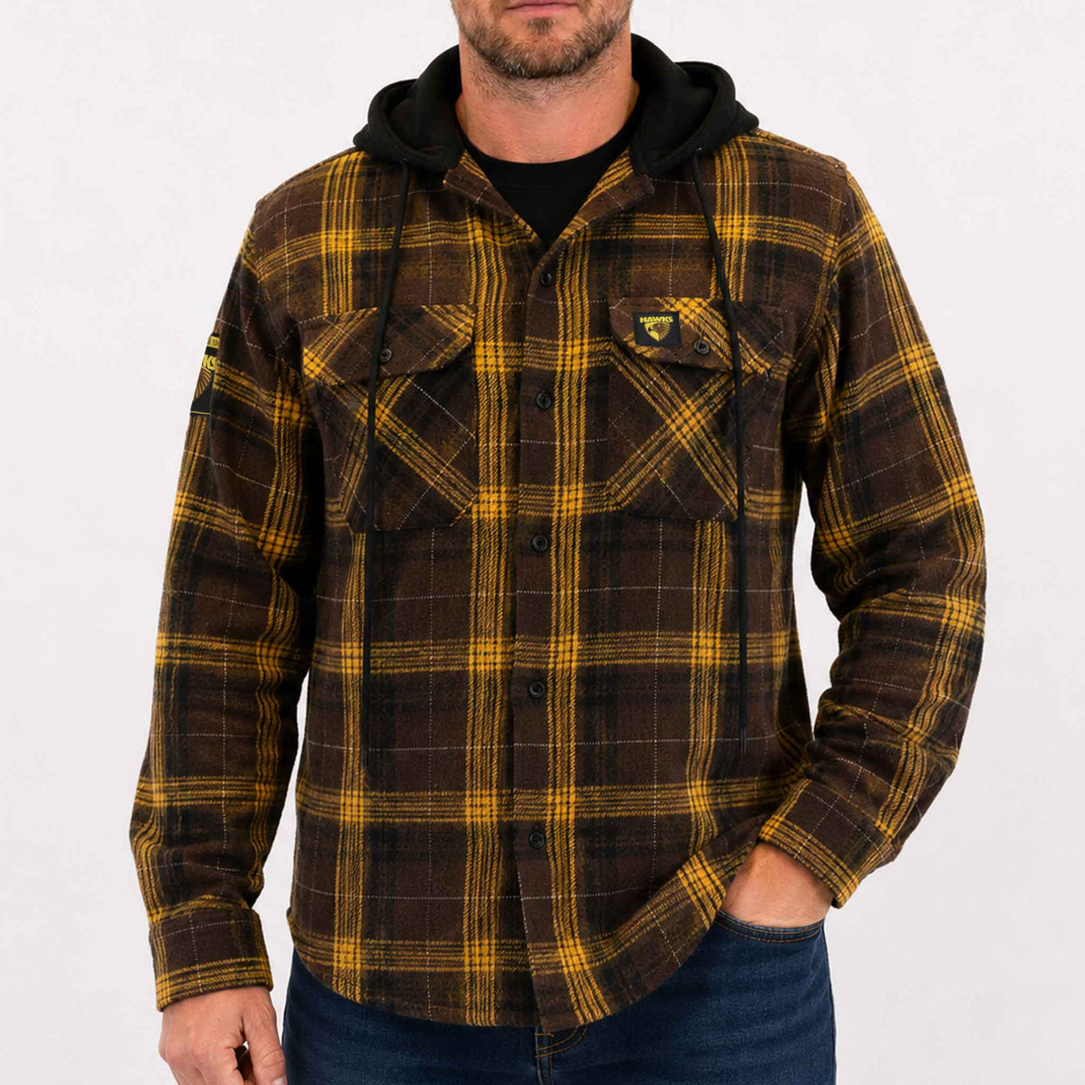 AFL Hawthorn 'Highland' Hooded Flannel Shirt - Ashtabula