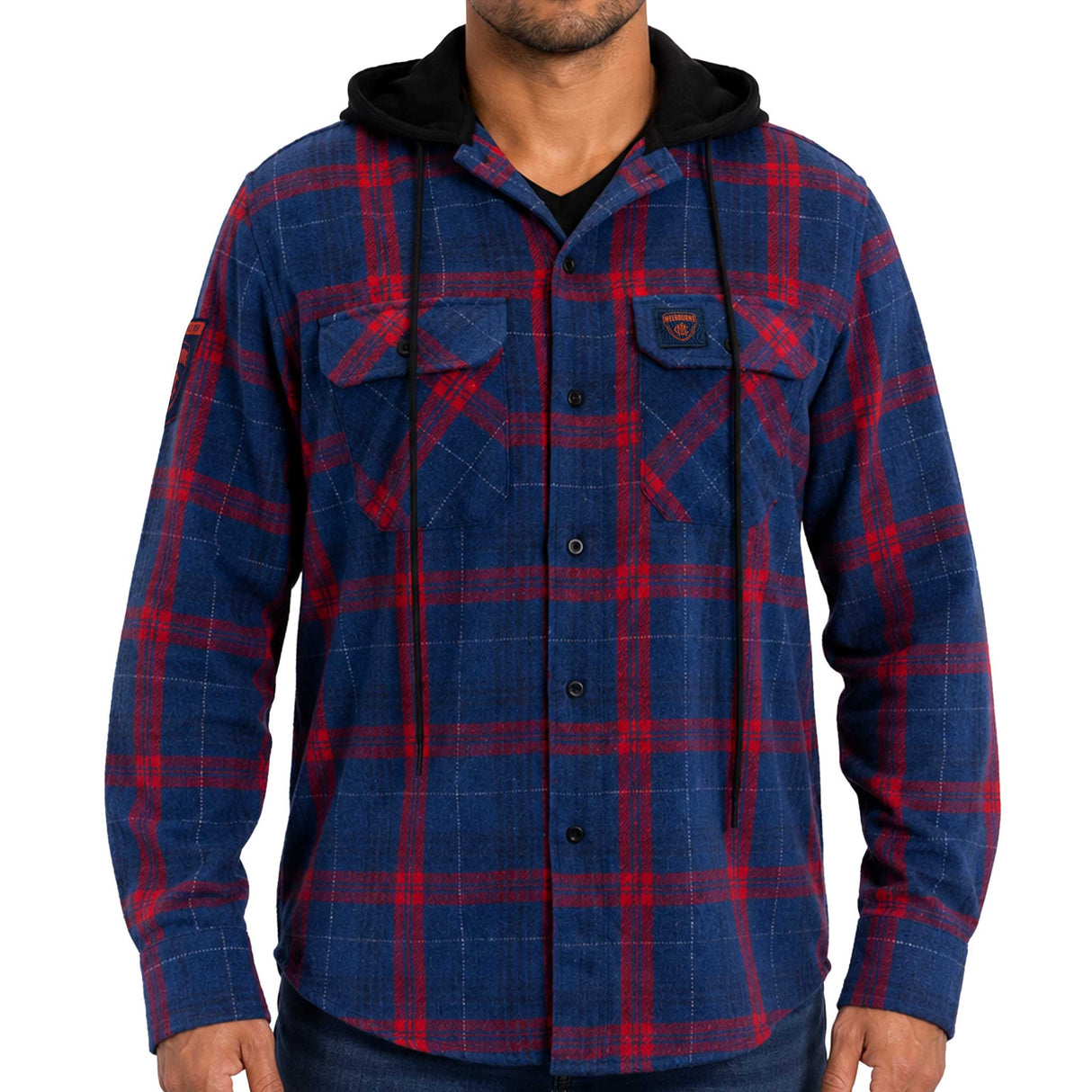 AFL Melbourne Demons 'Highland' Hooded Flannel Shirt - Ashtabula