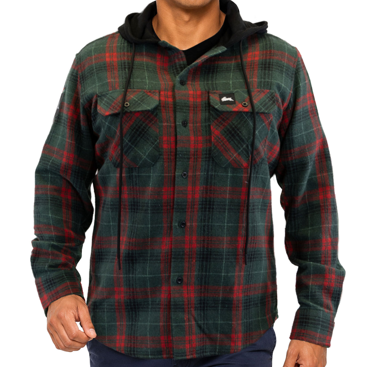 NRL Rabbitohs 'Highland' Hooded Flannel Shirt - Ashtabula