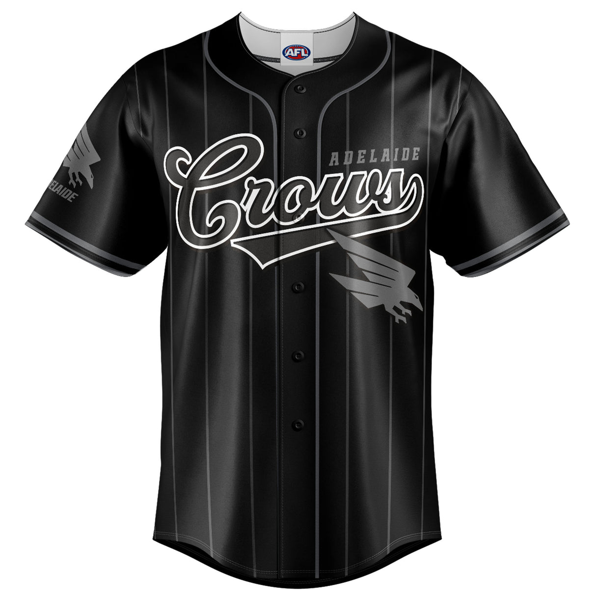 AFL Adelaide Crows Blackout Baseball Shirt - Youth - Ashtabula