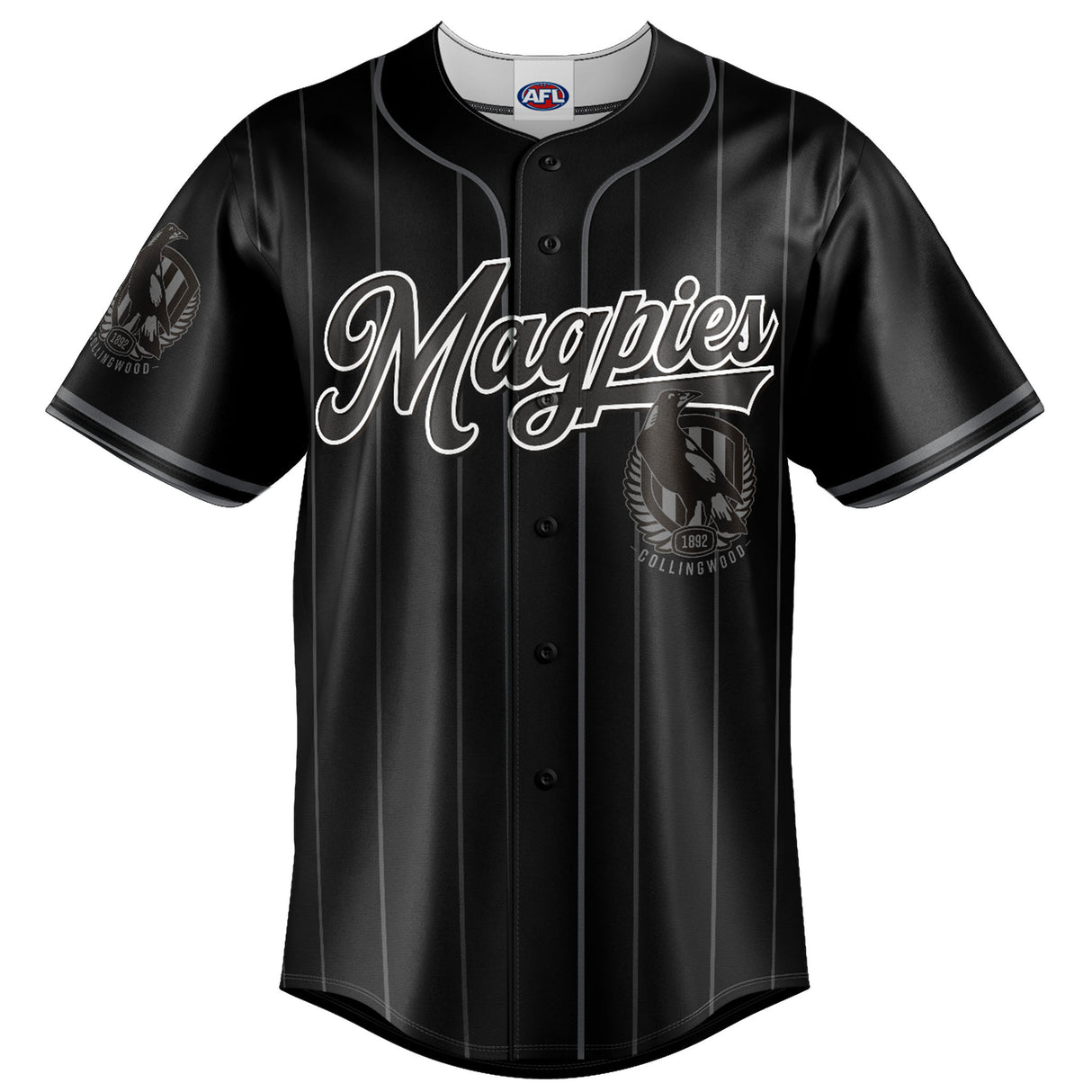 AFL Collingwood Blackout Baseball Shirt - Ashtabula
