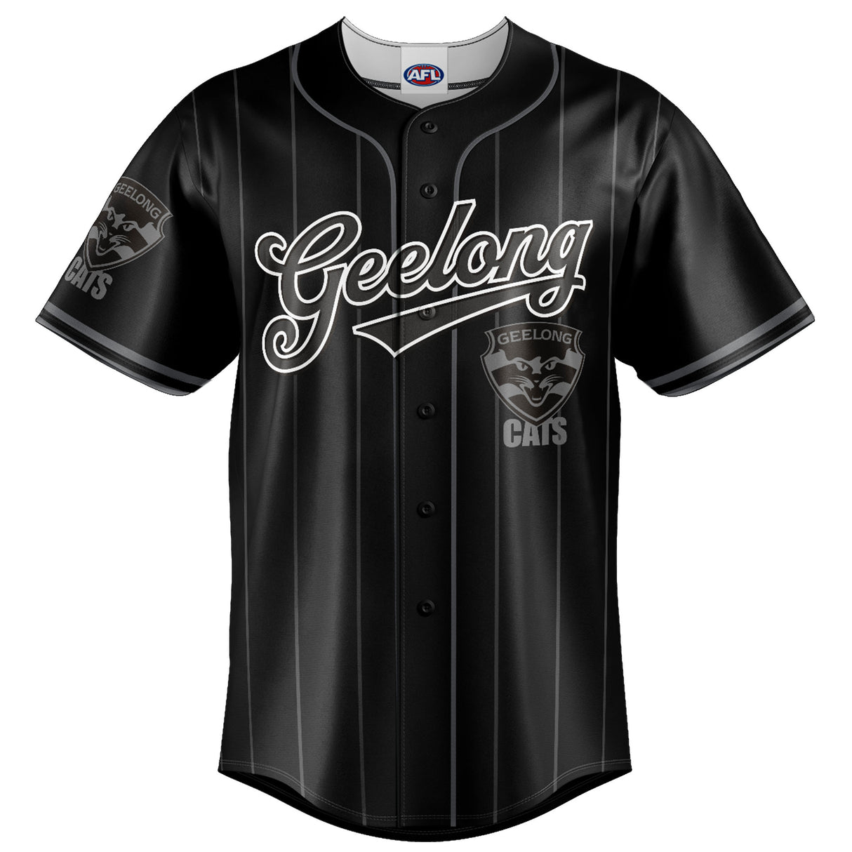 AFL Geelong Cats Blackout Baseball Shirt - Ashtabula