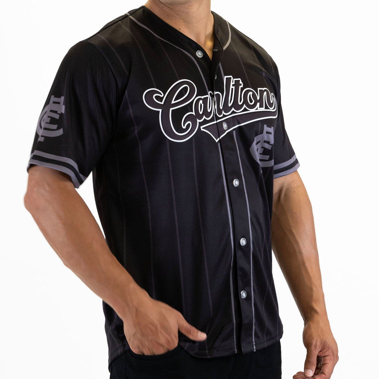 AFL Carlton Blackout Baseball Shirt - Ashtabula