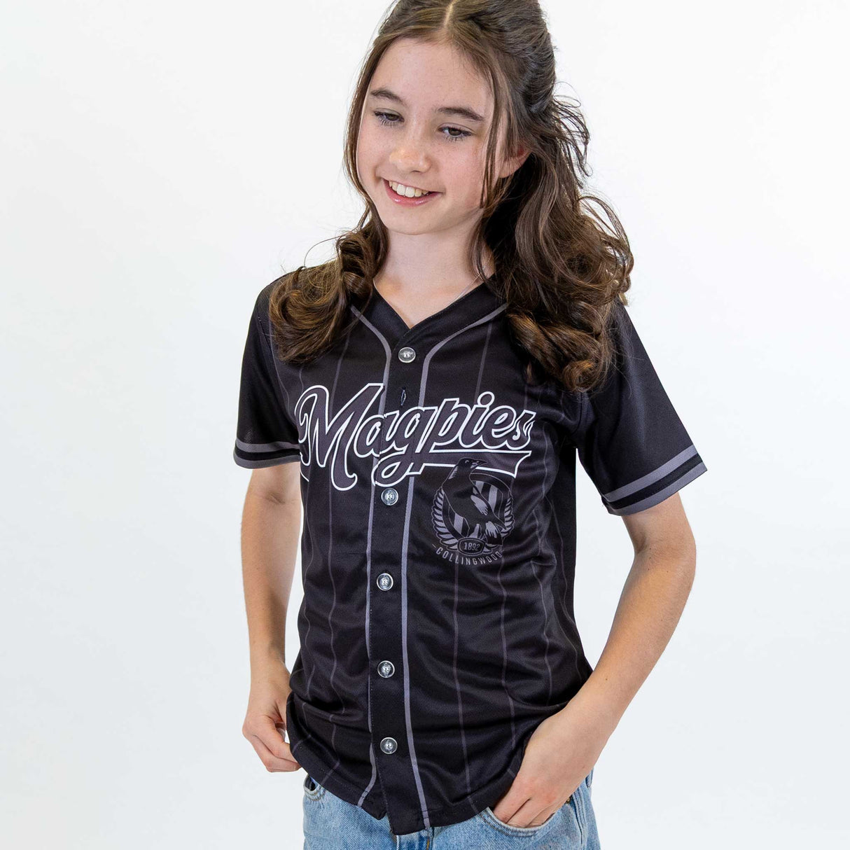 AFL Collingwood Blackout Baseball Shirt - Youth - Ashtabula