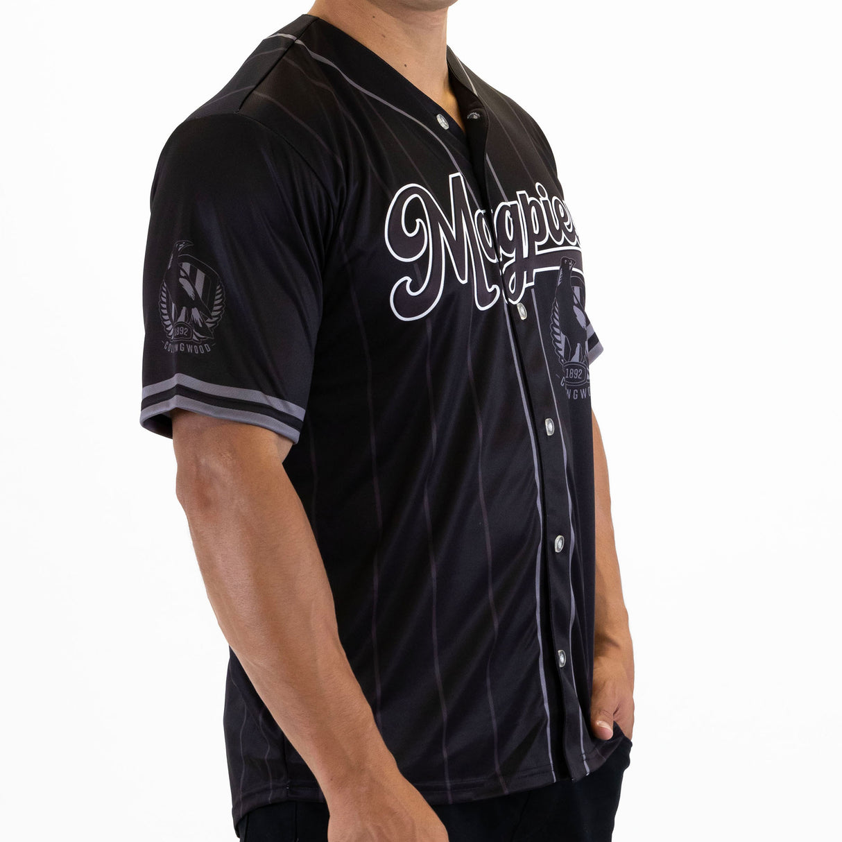 AFL Collingwood Blackout Baseball Shirt - Ashtabula