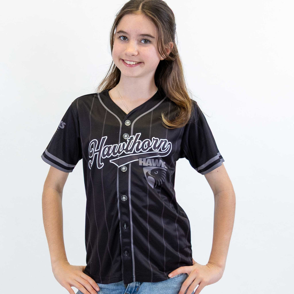 AFL Hawthorn Blackout Baseball Shirt - Youth - Ashtabula