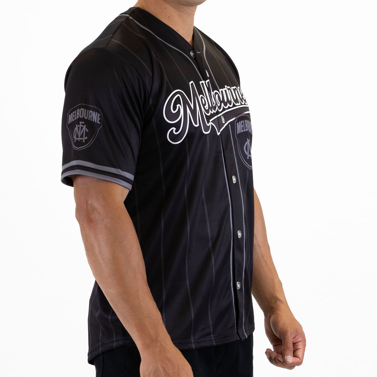 AFL Melbourne Demons Blackout Baseball Shirt - Ashtabula