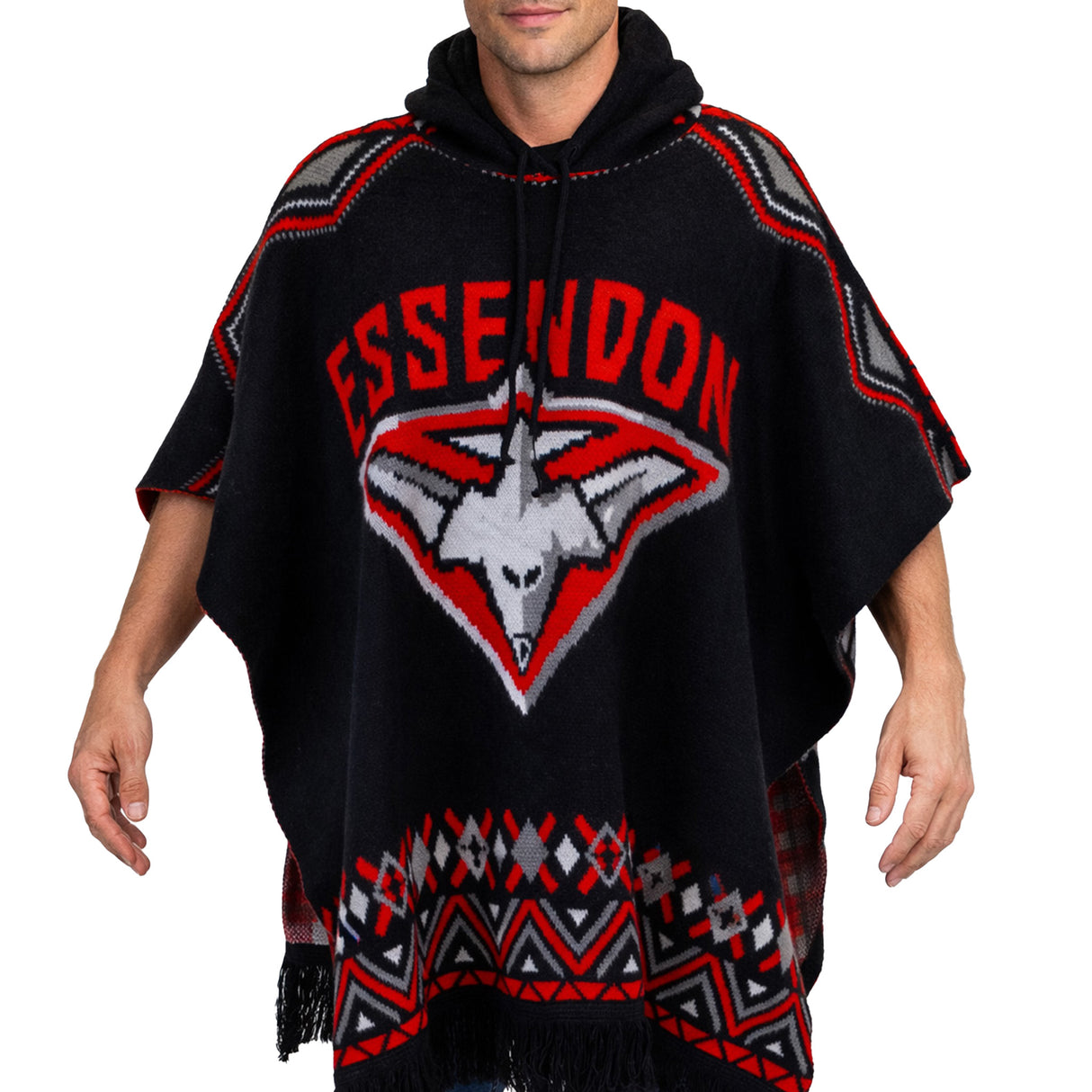 AFL Essendon Bombers 'Dakota' Knitted Poncho - Ashtabula