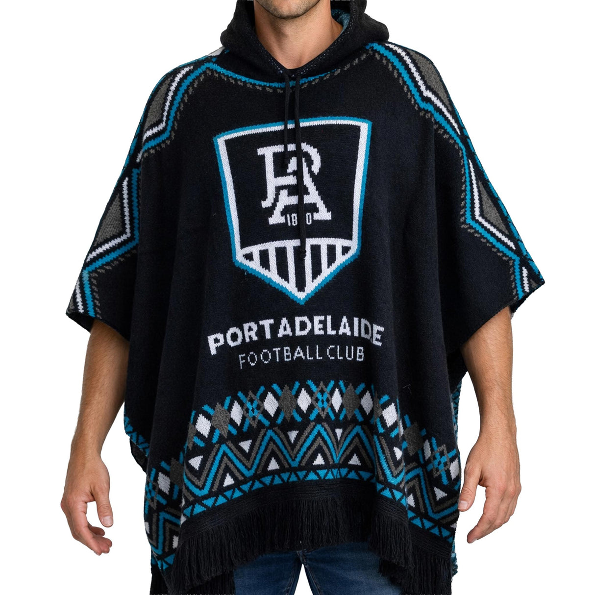 AFL Port Adelaide 'Dakota' Knitted Poncho - Ashtabula