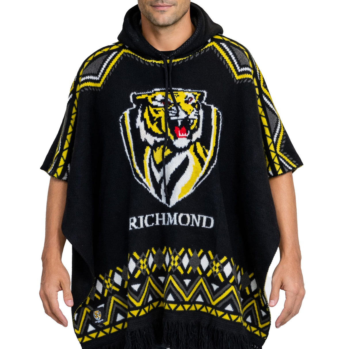 AFL Richmond Tigers 'Dakota' Knitted Poncho - Ashtabula