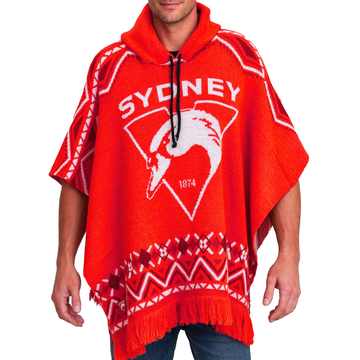 AFL Sydney Swans 'Dakota' Knitted Poncho - Ashtabula