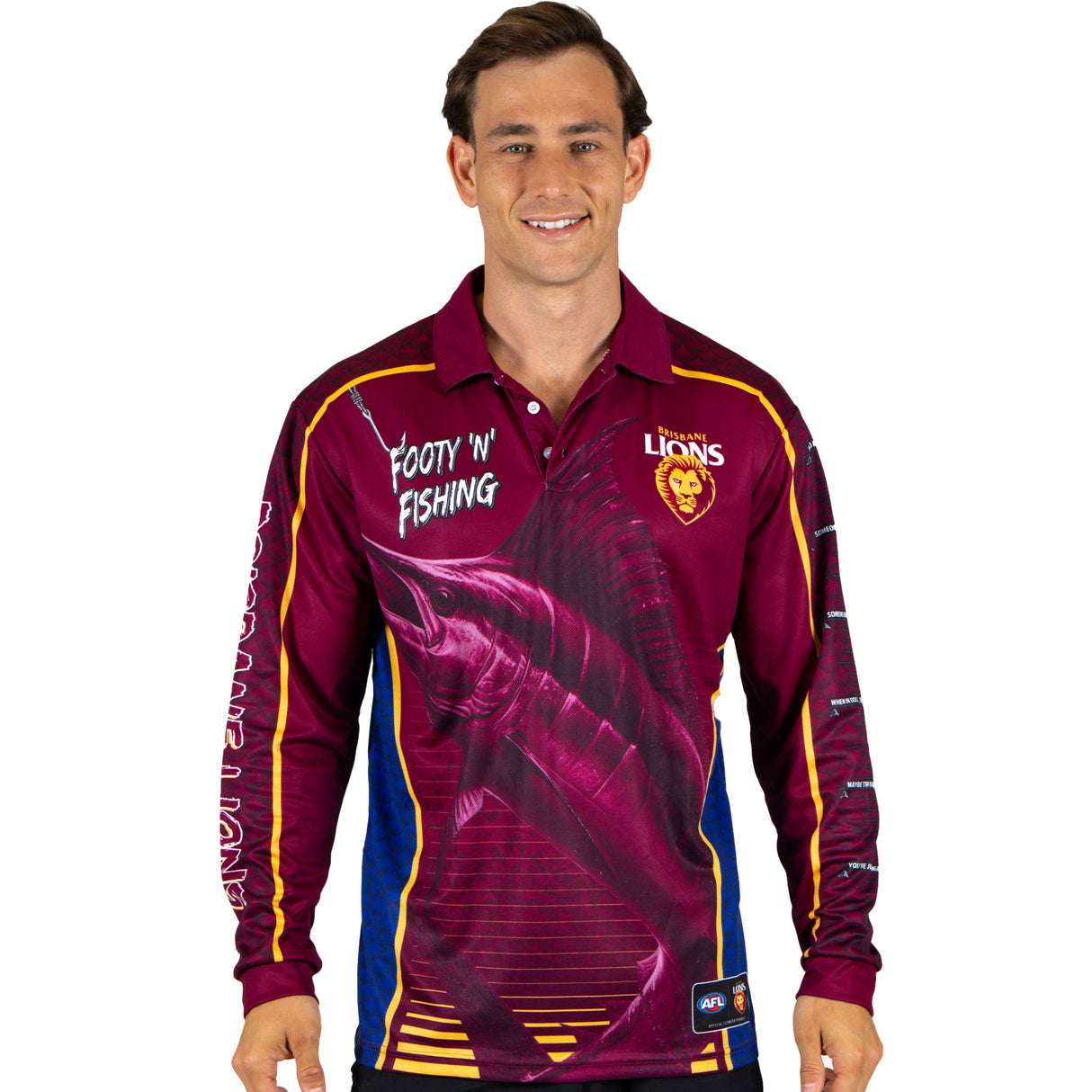AFL Brisbane Lions Footy n Fishing Shirt - Adult - Ashtabula