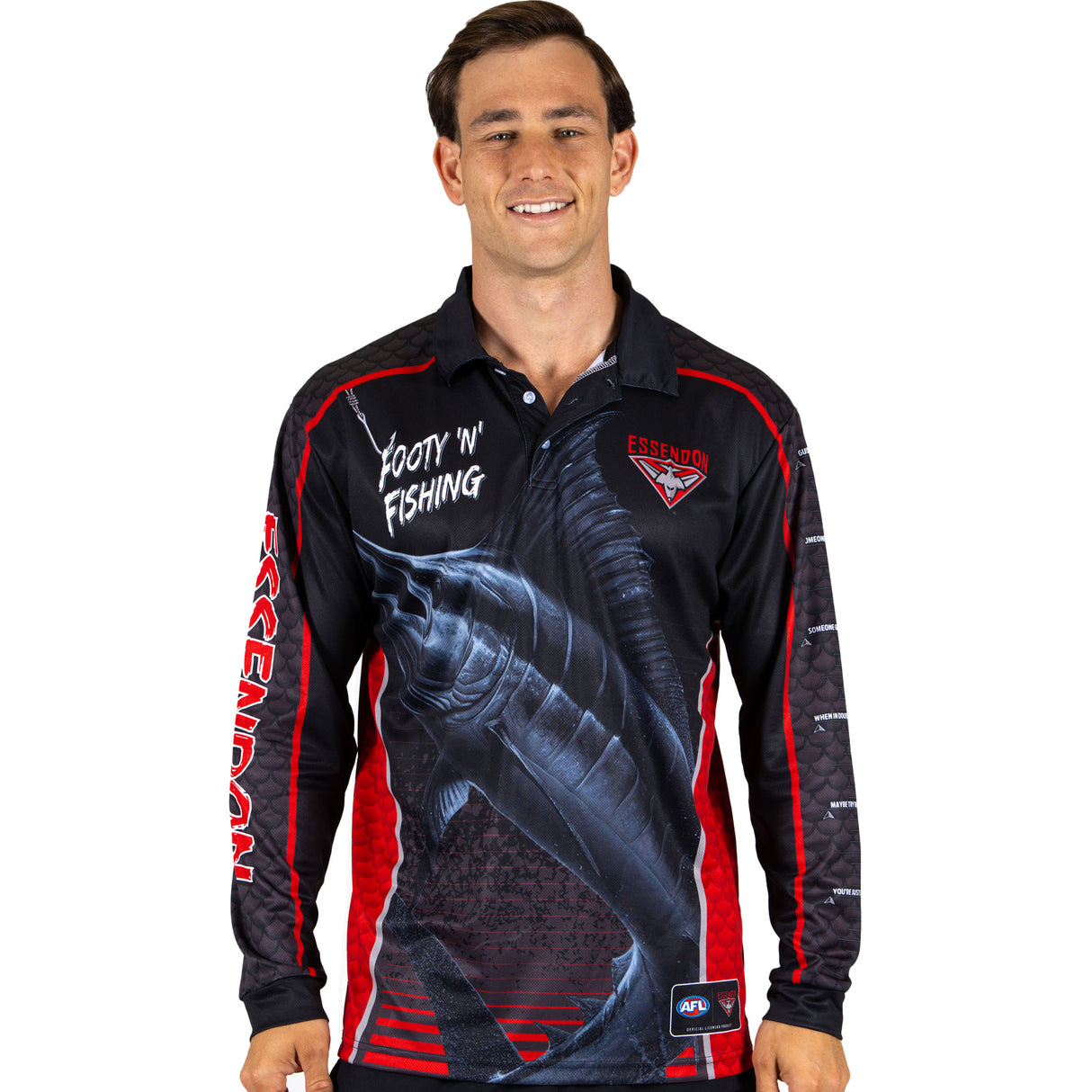 AFL Essendon Bombers Footy n Fishing Shirt - Adult - Ashtabula