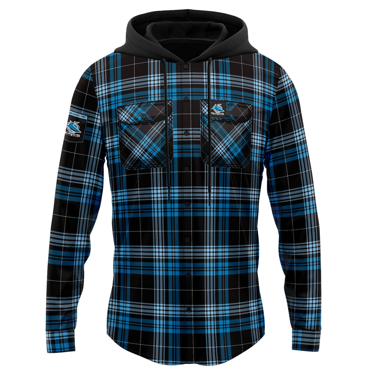 NRL Sharks 'Highland' Hooded Flannel Shirt - Ashtabula