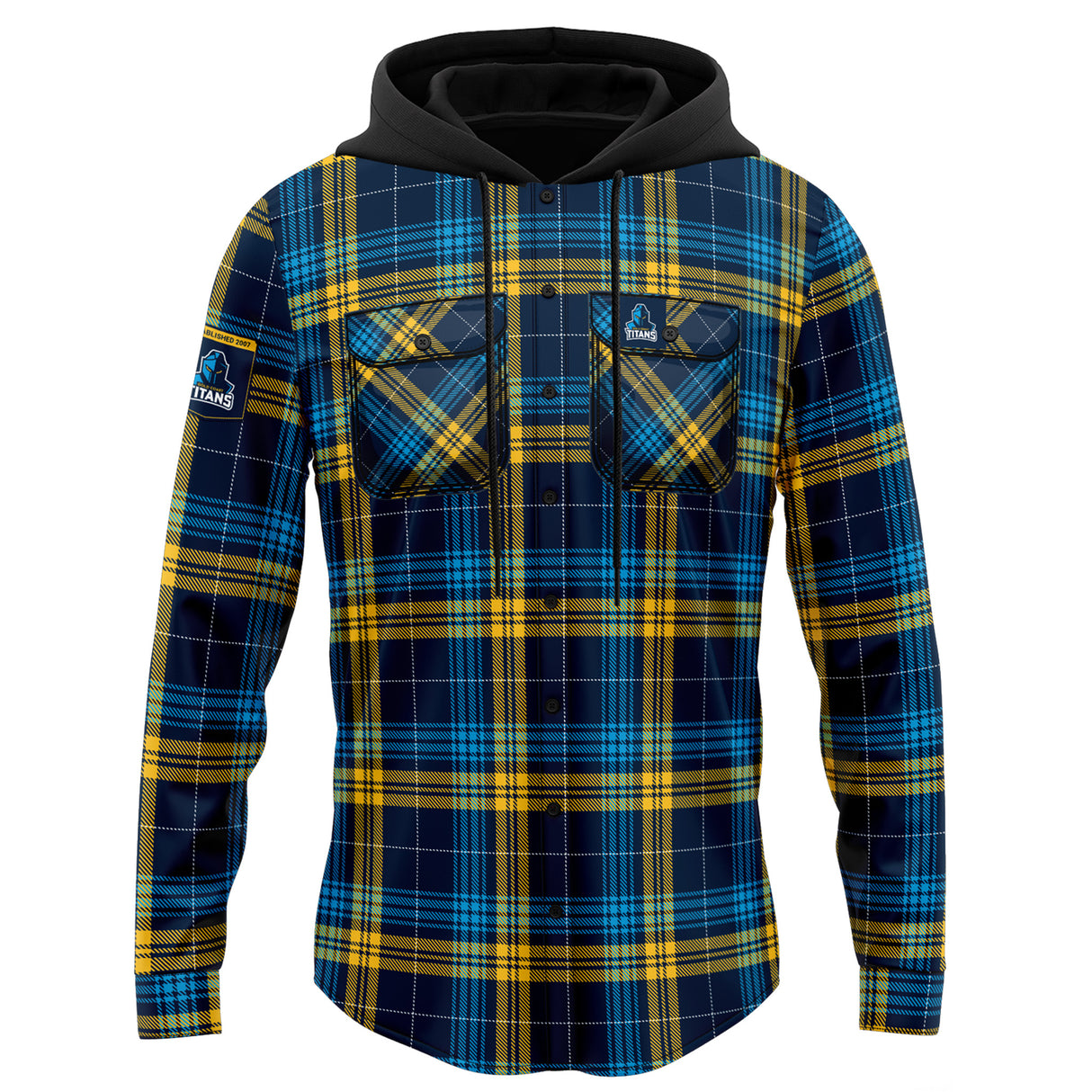 NRL Titans 'Highland' Hooded Flannel Shirt - Ashtabula