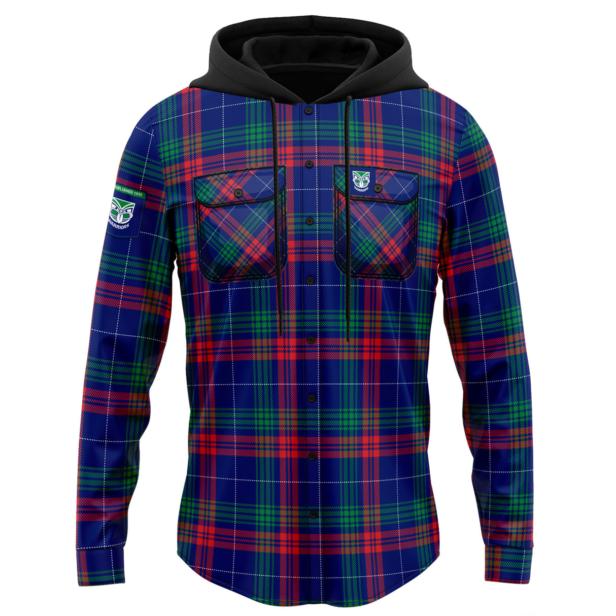 NRL Warriors 'Highland' Hooded Flannel Shirt - Ashtabula