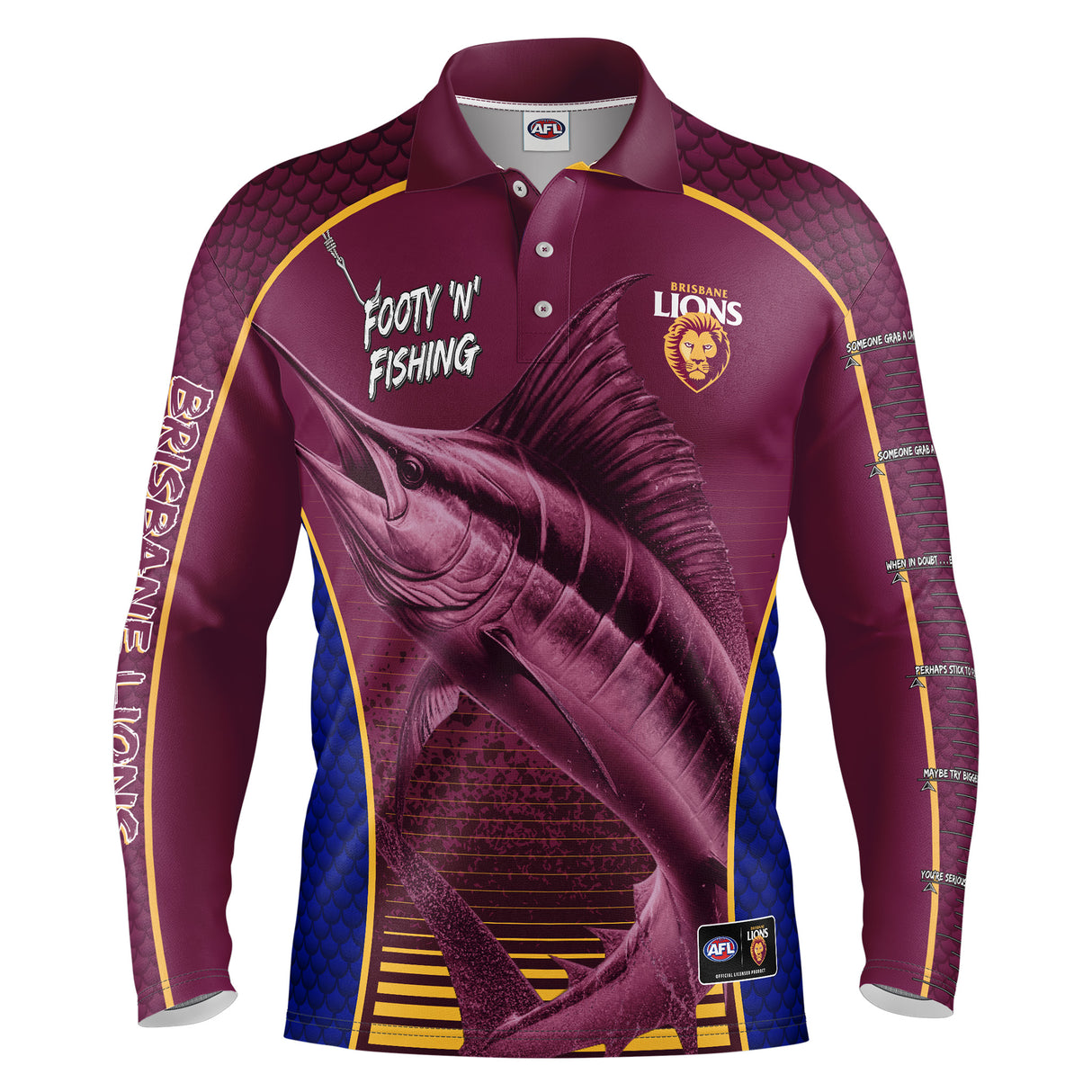 AFL Brisbane Lions Footy n Fishing Shirt - Adult - Ashtabula