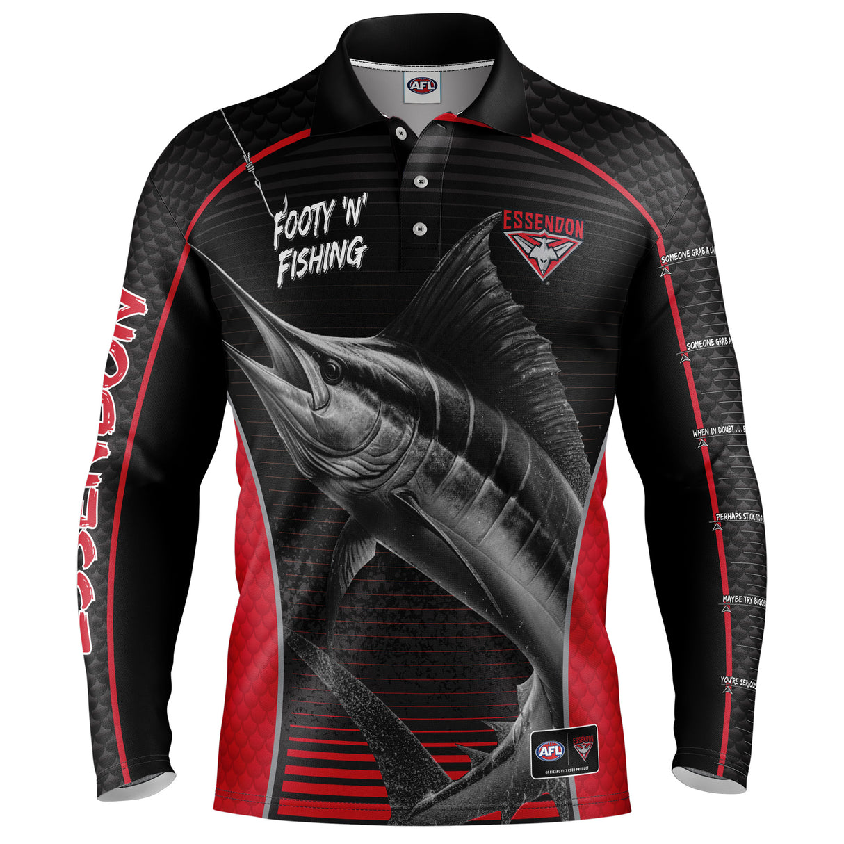 AFL Essendon Bombers Footy n Fishing Shirt - Youth - Ashtabula