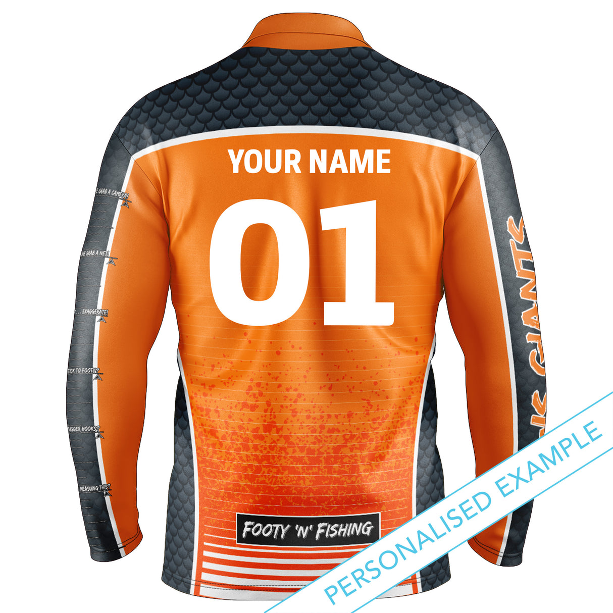 AFL GWS Giants Footy n Fishing Shirt - Adult - Ashtabula