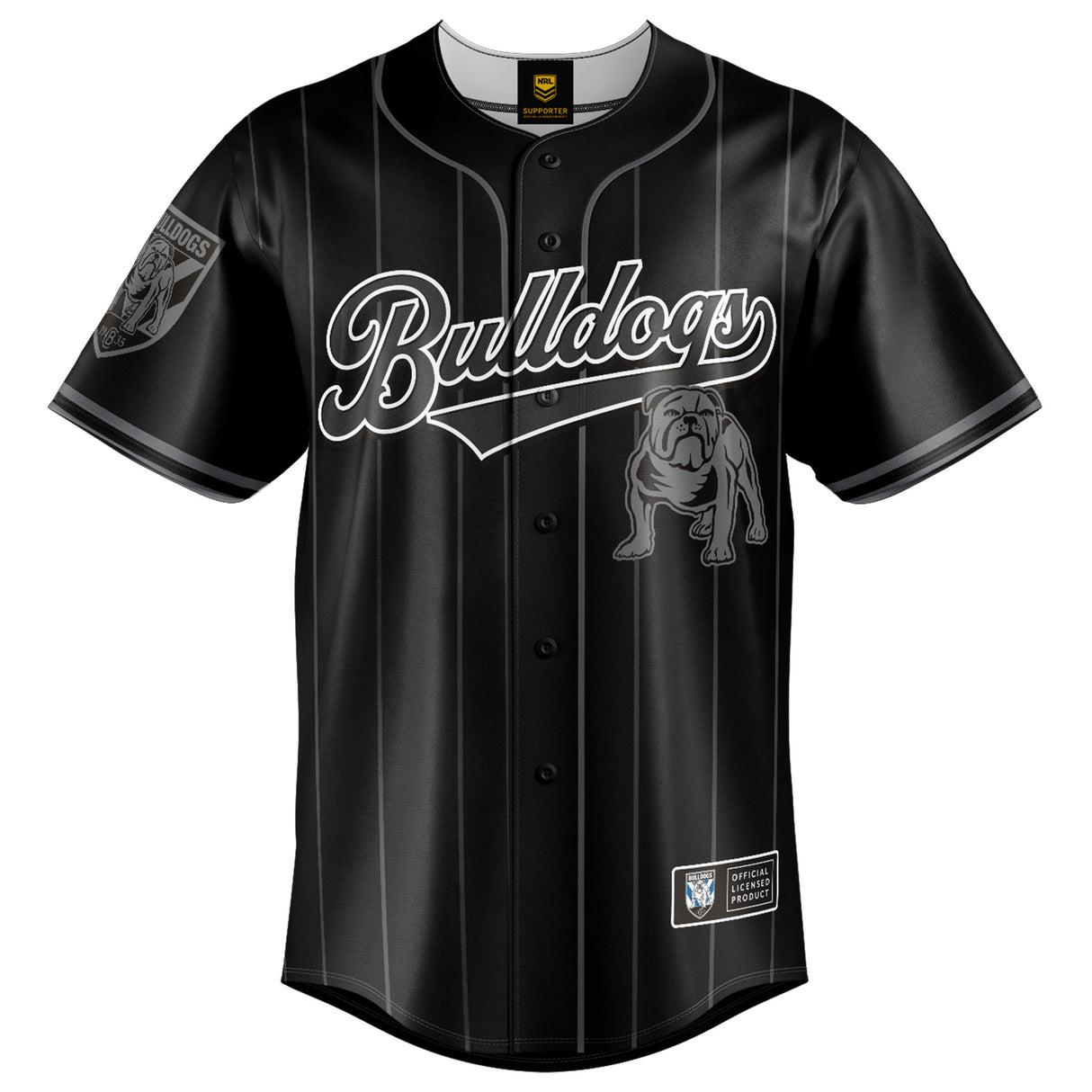 NRL Bulldogs Blackout Baseball Shirt Youth - Ashtabula