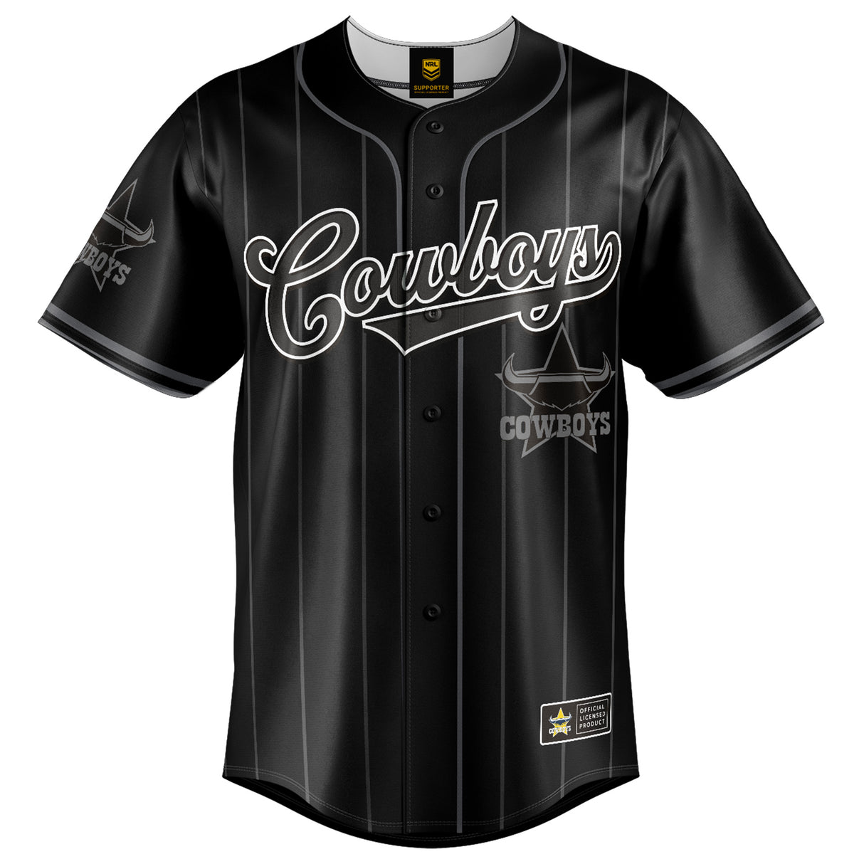 NRL Cowboys Blackout Baseball Shirt - Ashtabula