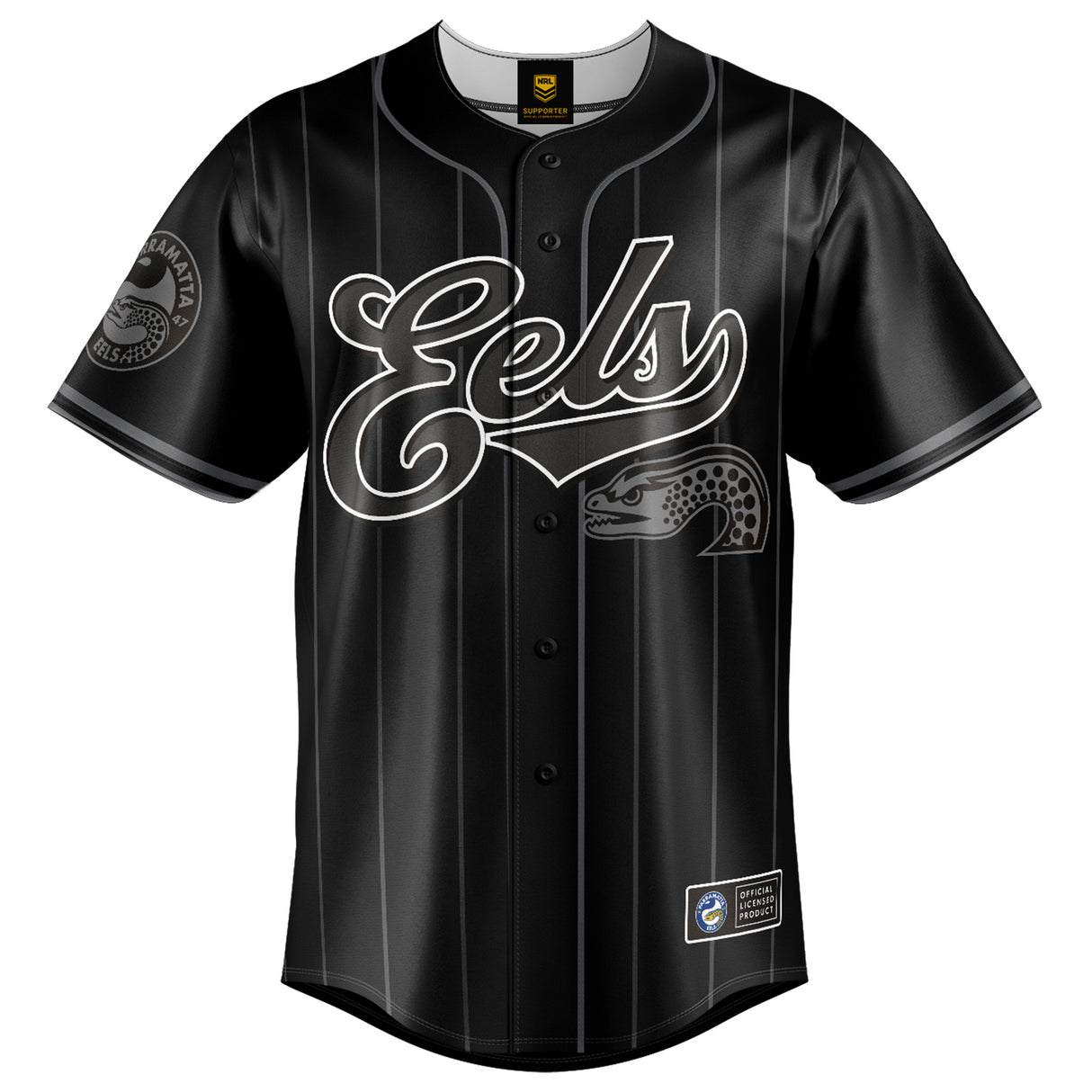 NRL Eels Blackout Baseball Shirt Youth - Ashtabula