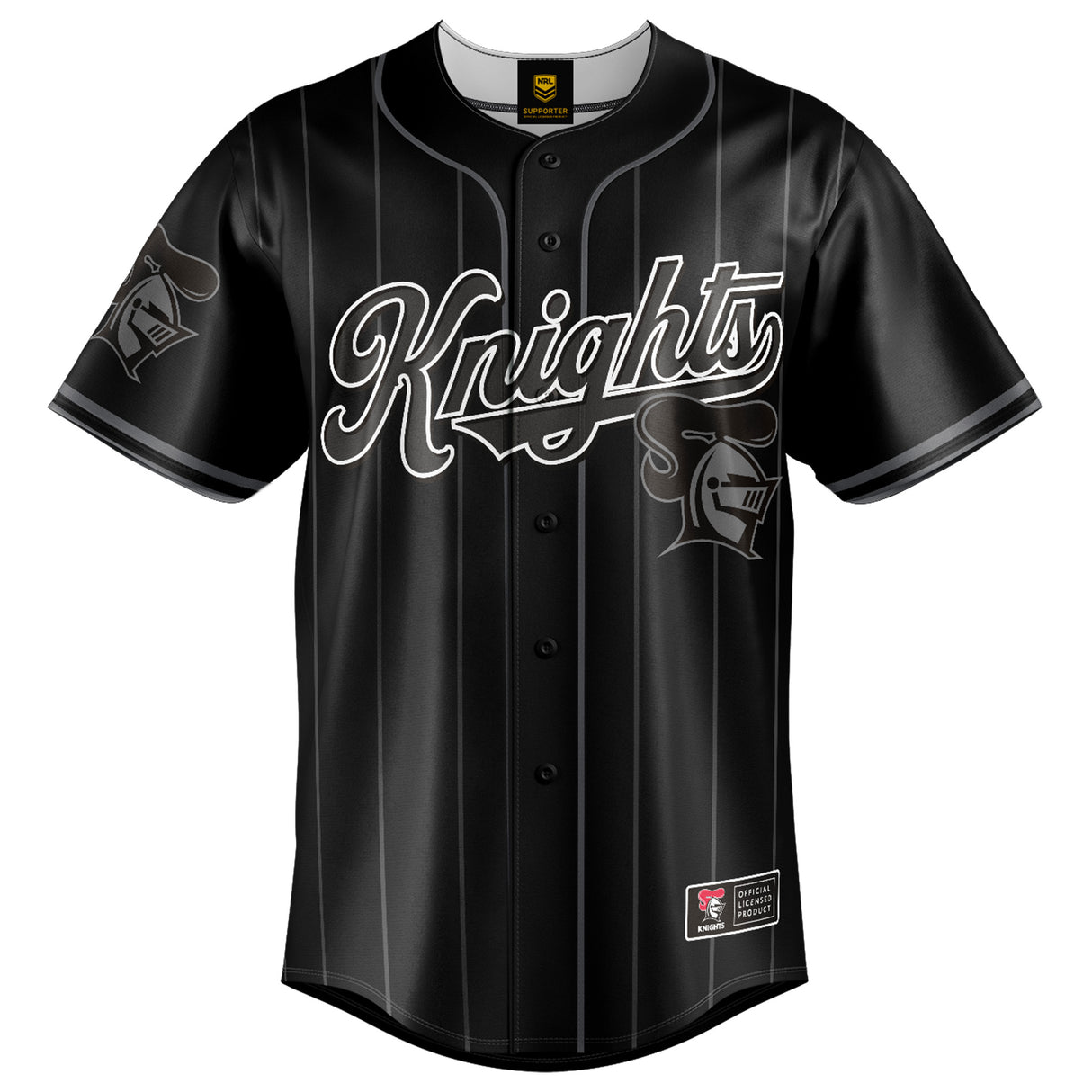 NRL Knights Blackout Baseball Shirt Youth - Ashtabula