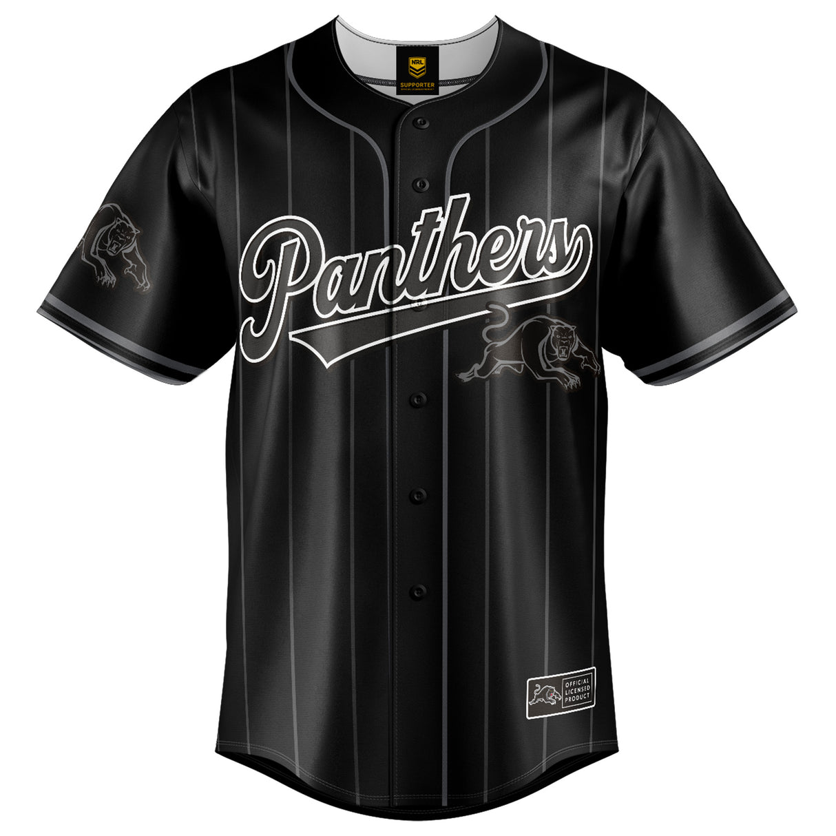NRL Panthers Blackout Baseball Shirt - Ashtabula