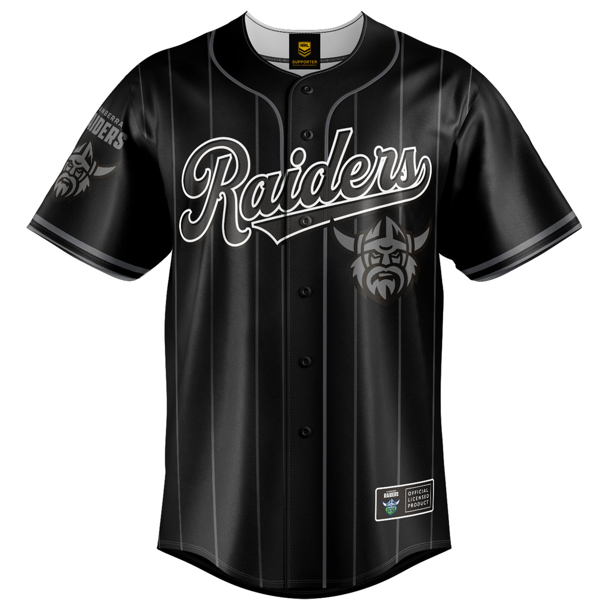 NRL Raiders Blackout Baseball Shirt - Ashtabula