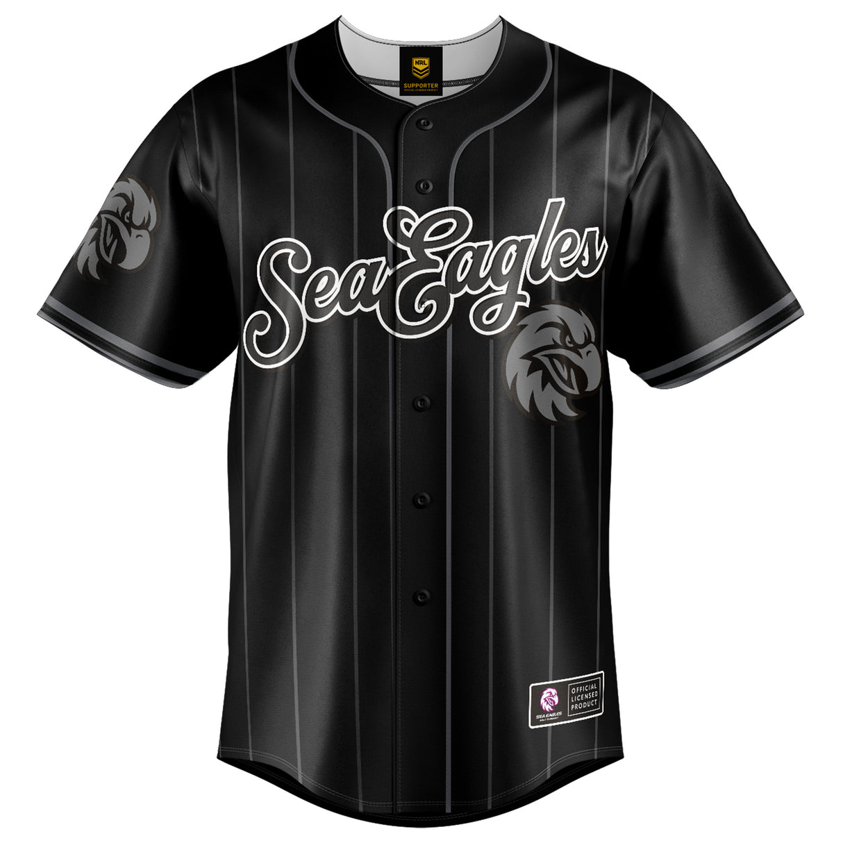 NRL Sea Eagles Blackout Baseball Shirt - Ashtabula