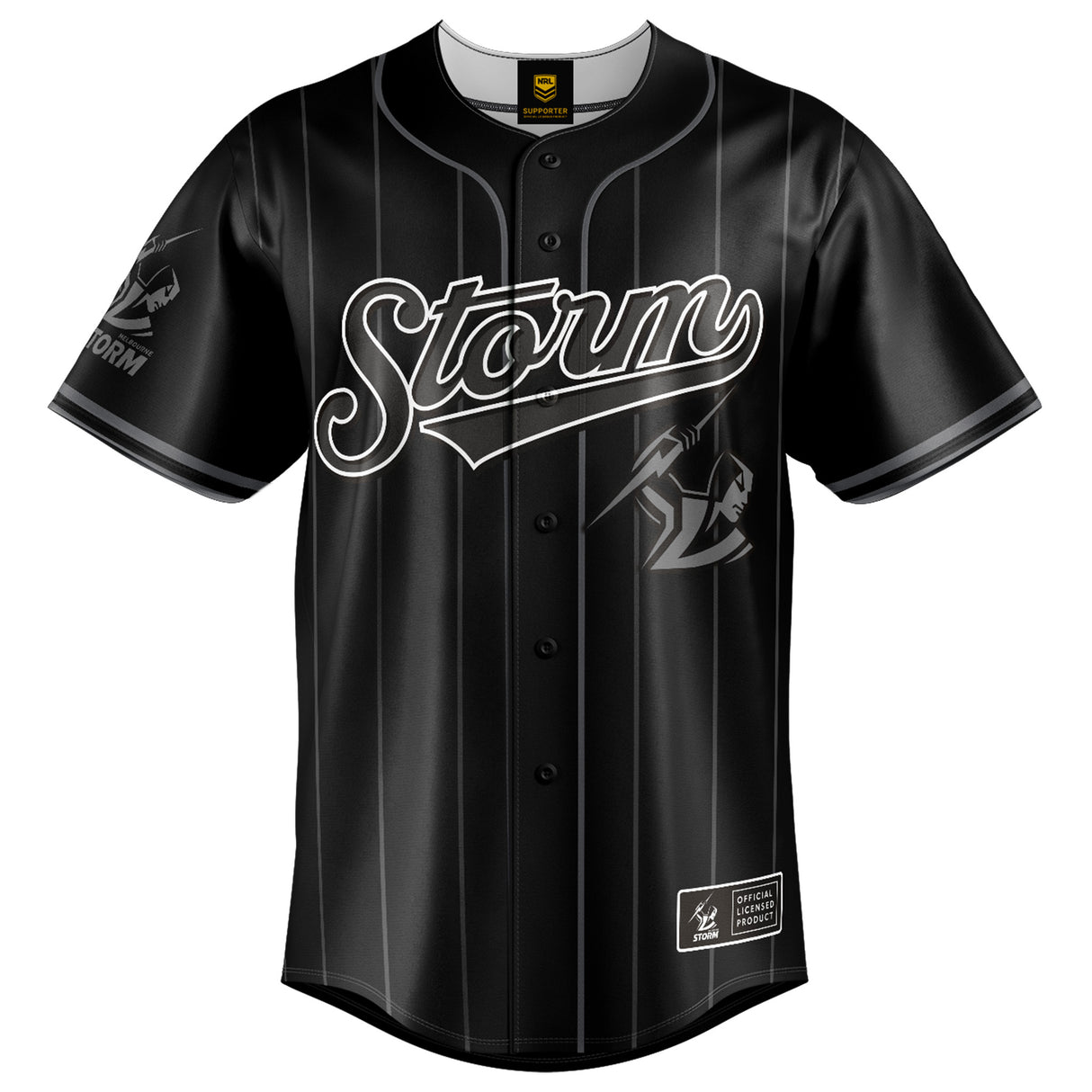 NRL Storm Blackout Baseball Shirt - Ashtabula