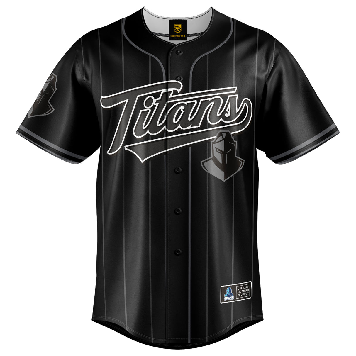 NRL Titans Blackout Baseball Shirt Youth - Ashtabula