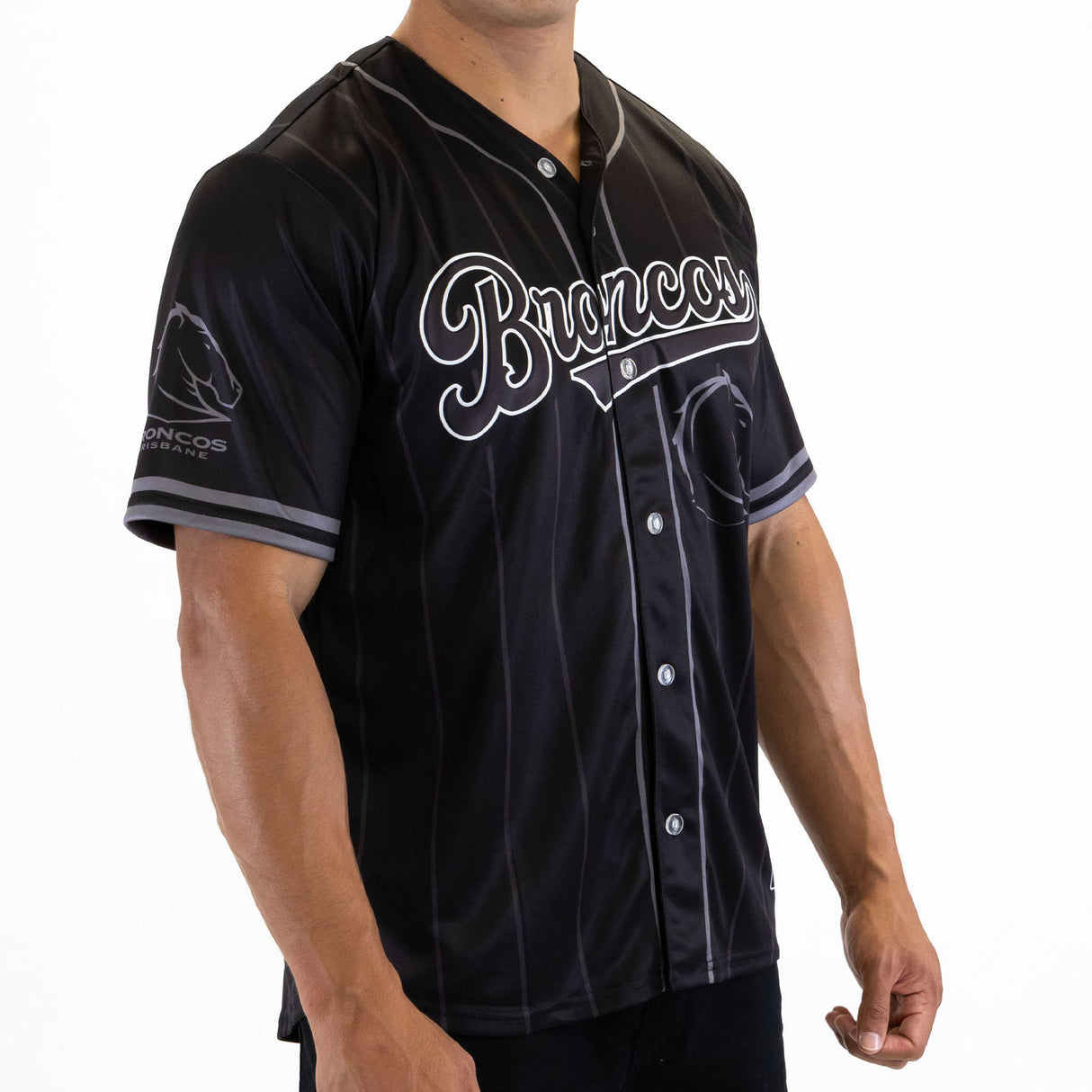 NRL Broncos Blackout Baseball Shirt - Ashtabula