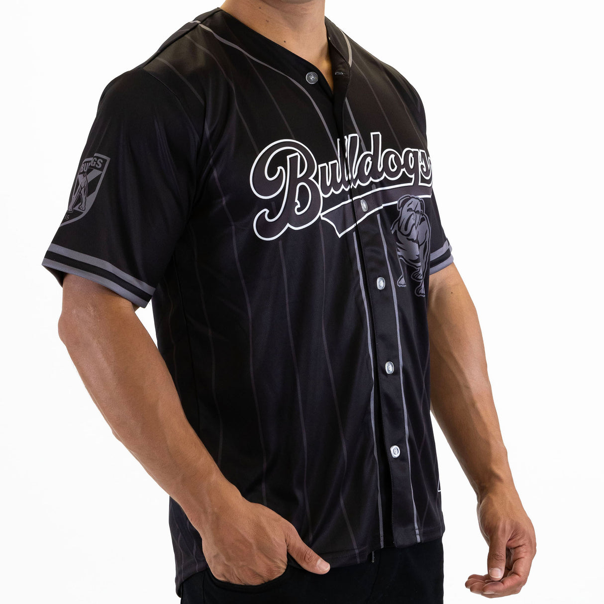 NRL Bulldogs Blackout Baseball Shirt - Ashtabula