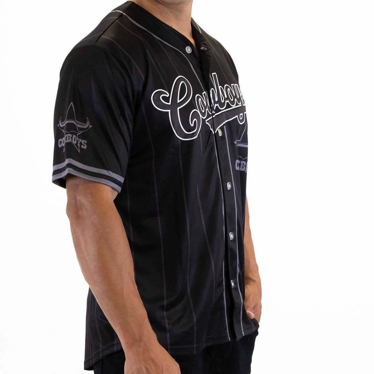 NRL Cowboys Blackout Baseball Shirt - Ashtabula