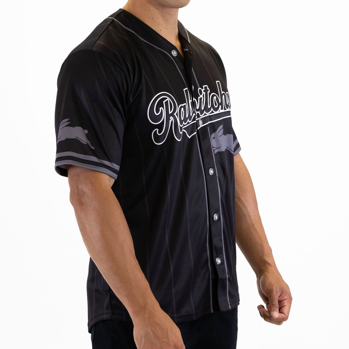 NRL Rabbitohs Blackout Baseball Shirt - Ashtabula