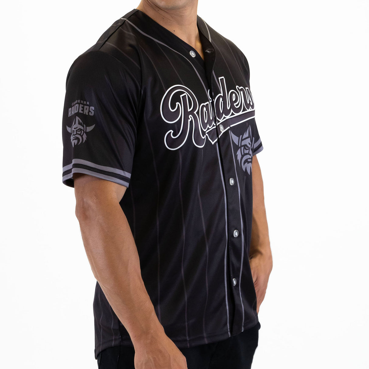 NRL Raiders Blackout Baseball Shirt - Ashtabula