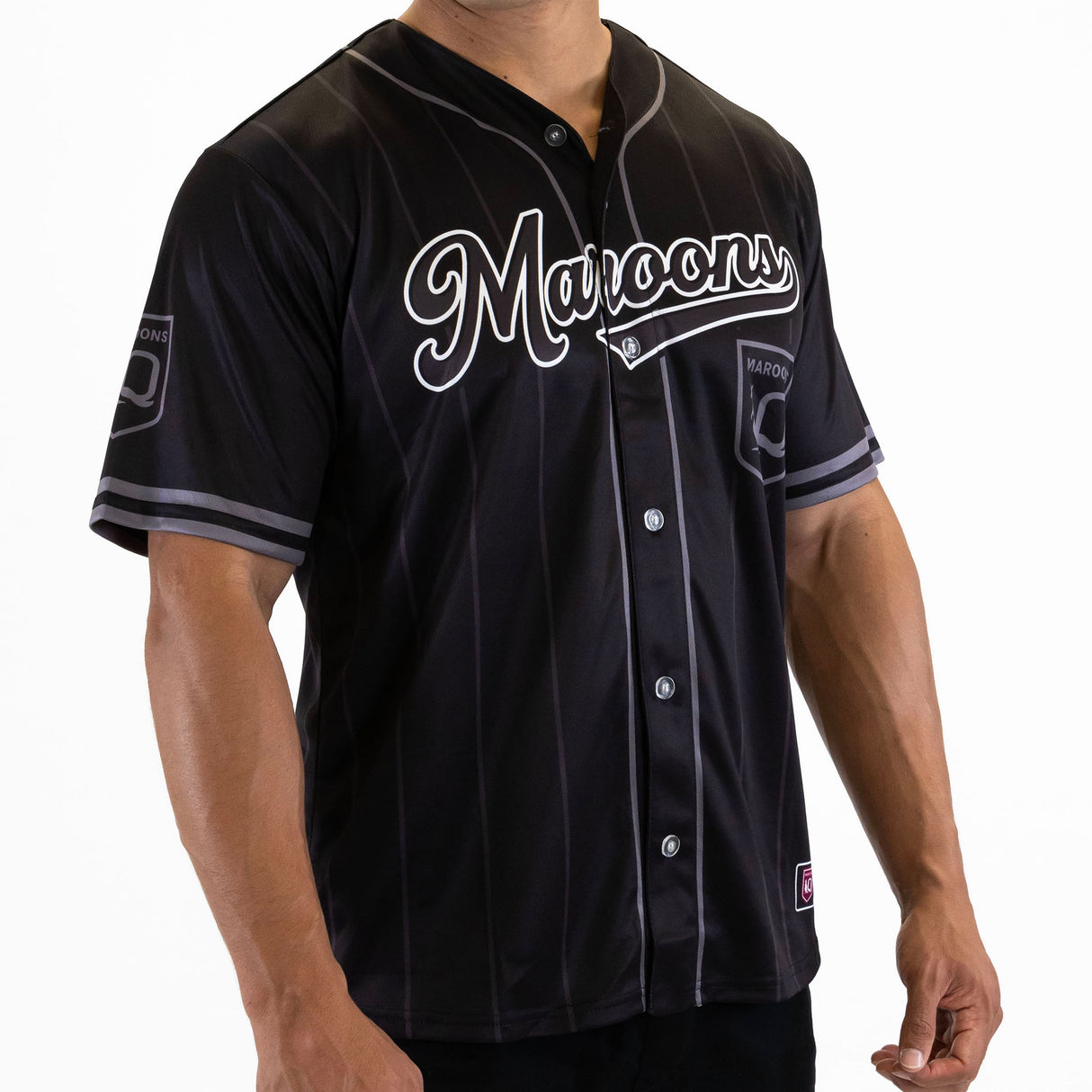 QLD Maroons Blackout Baseball Shirt - Ashtabula
