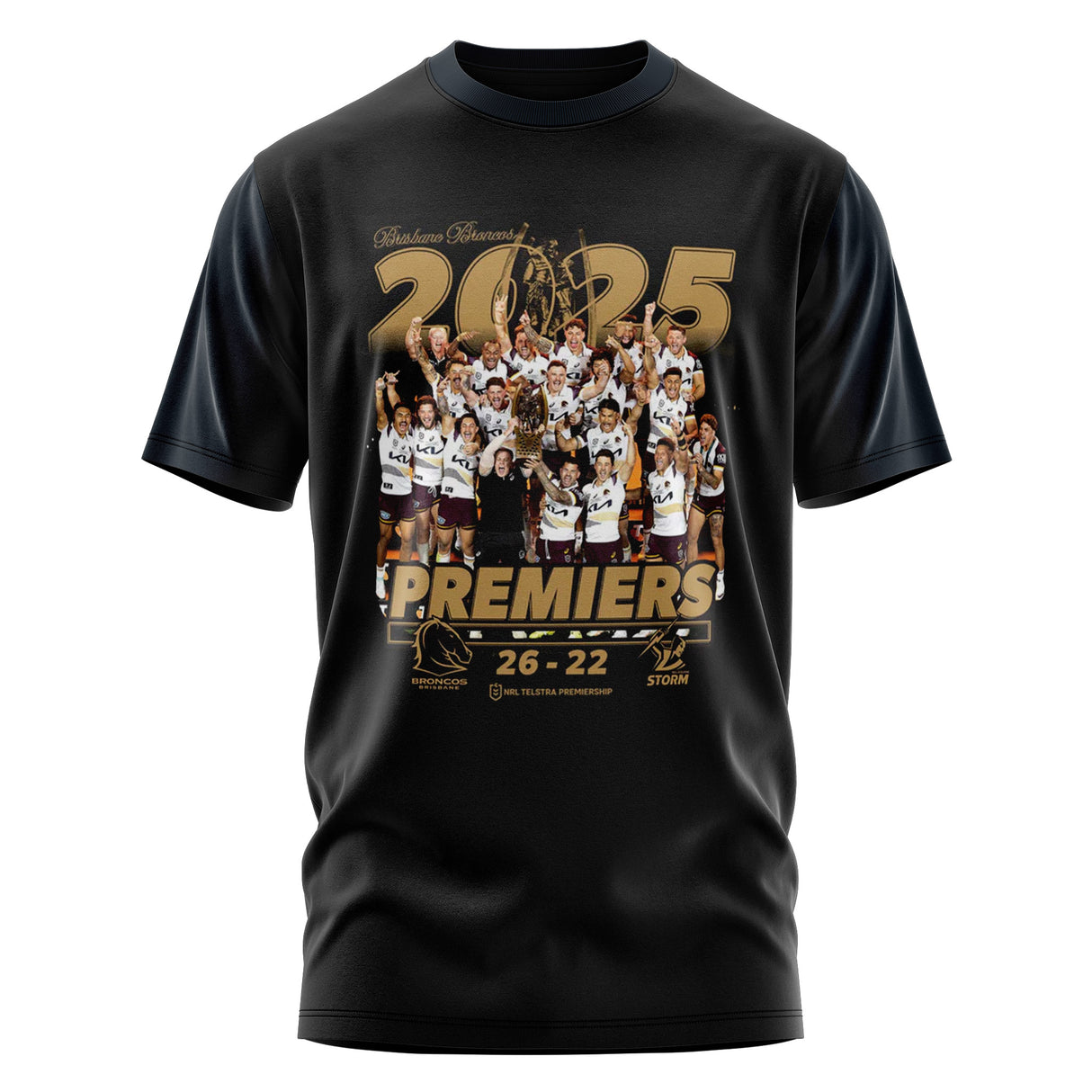 NRL Broncos 2025 Premiers T-shirt - Photo (Adult) - Ashtabula