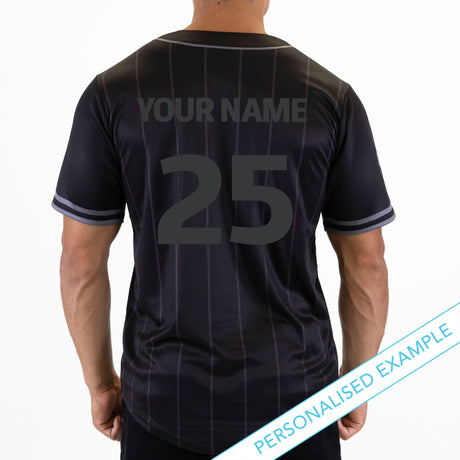 NRL Sharks Blackout Baseball Shirt Youth - Ashtabula