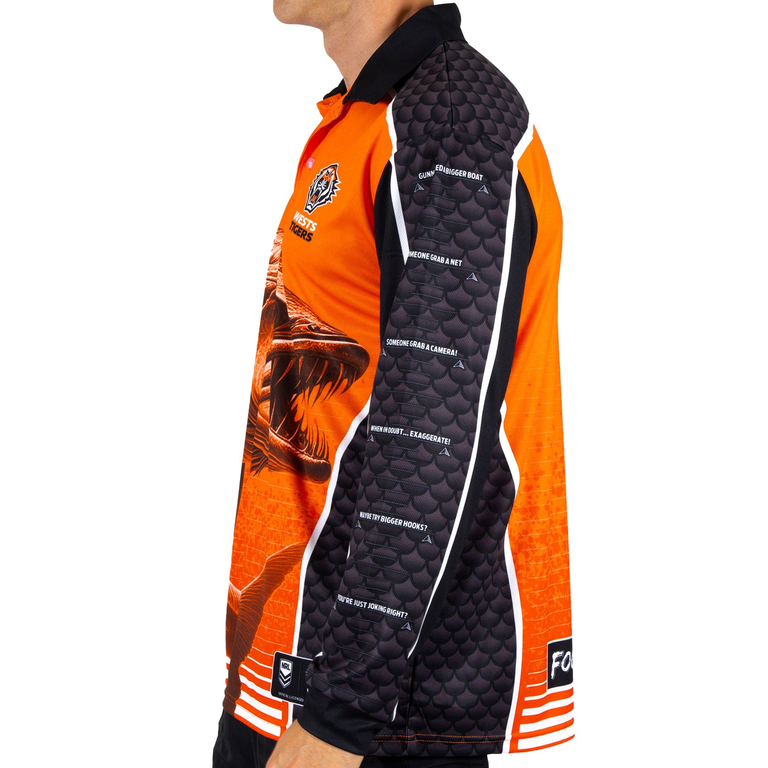 NRL Wests Tigers 'Barracuda' Fishing Shirt - Youth - Ashtabula