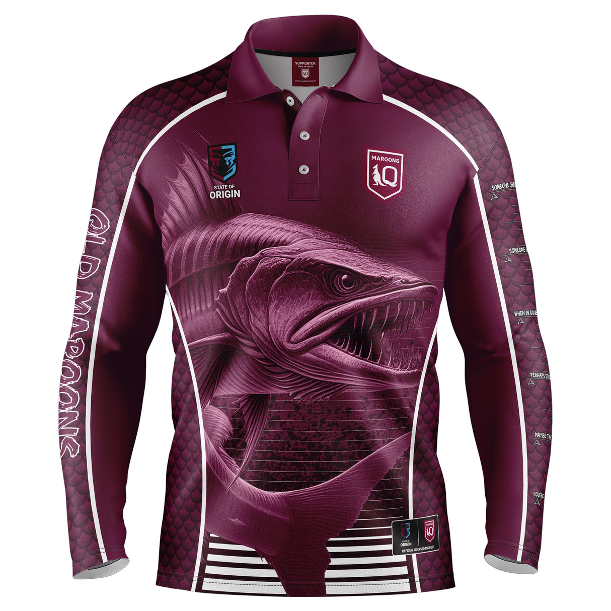 QLD Maroons 'Barracuda' Fishing Shirt - Youth - Ashtabula