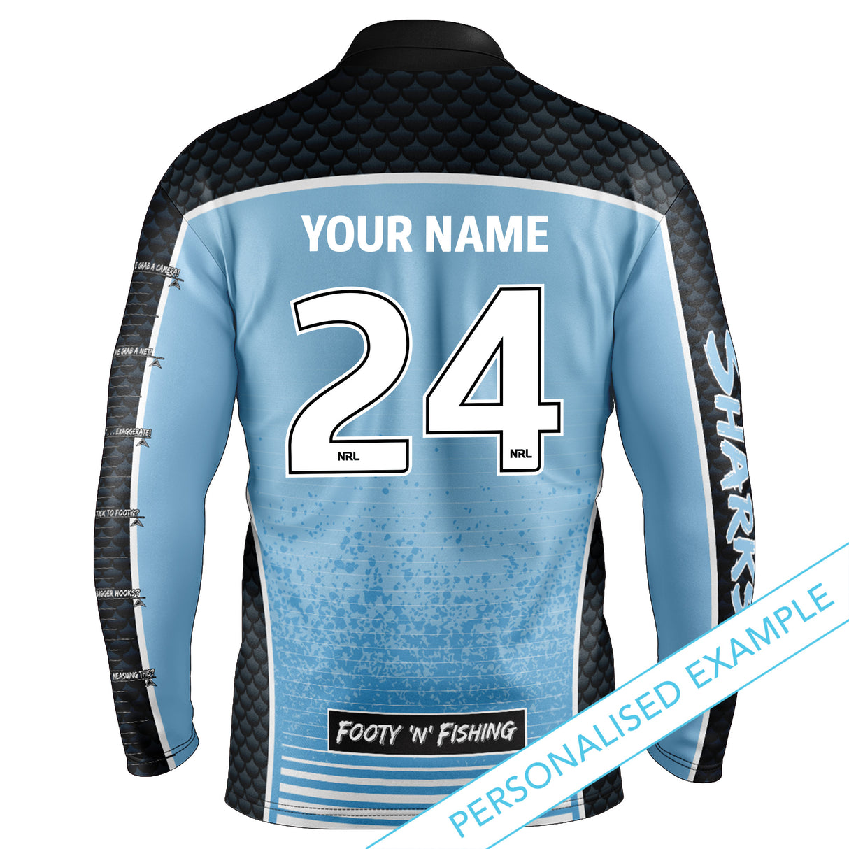 NRL Sharks 'Barracuda' Fishing Shirt - Adult - Ashtabula