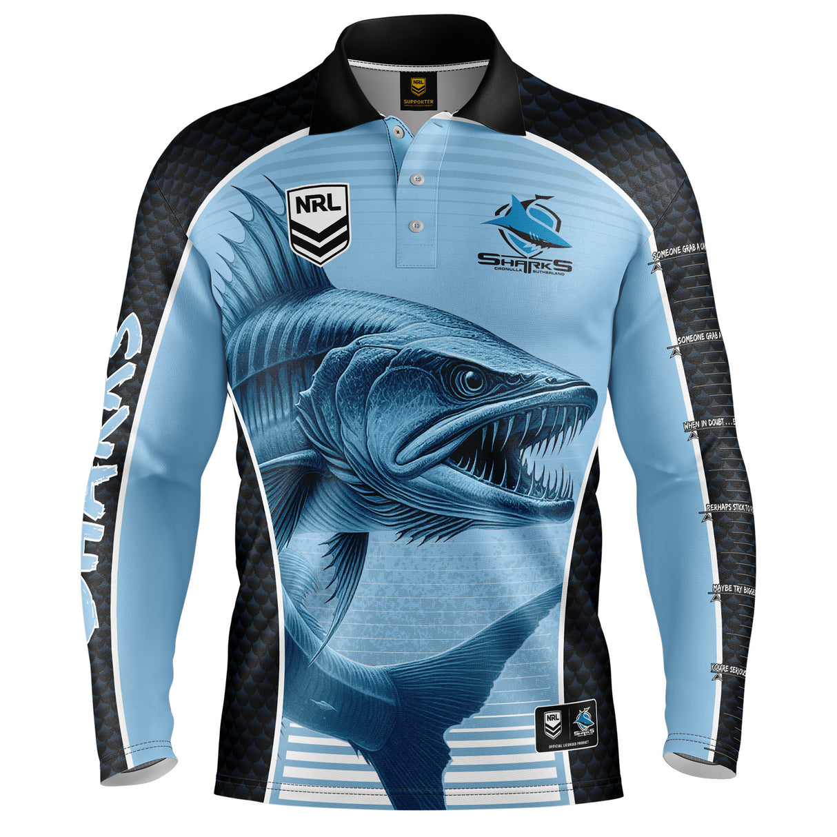 NRL Sharks 'Barracuda' Fishing Shirt - Adult - Ashtabula