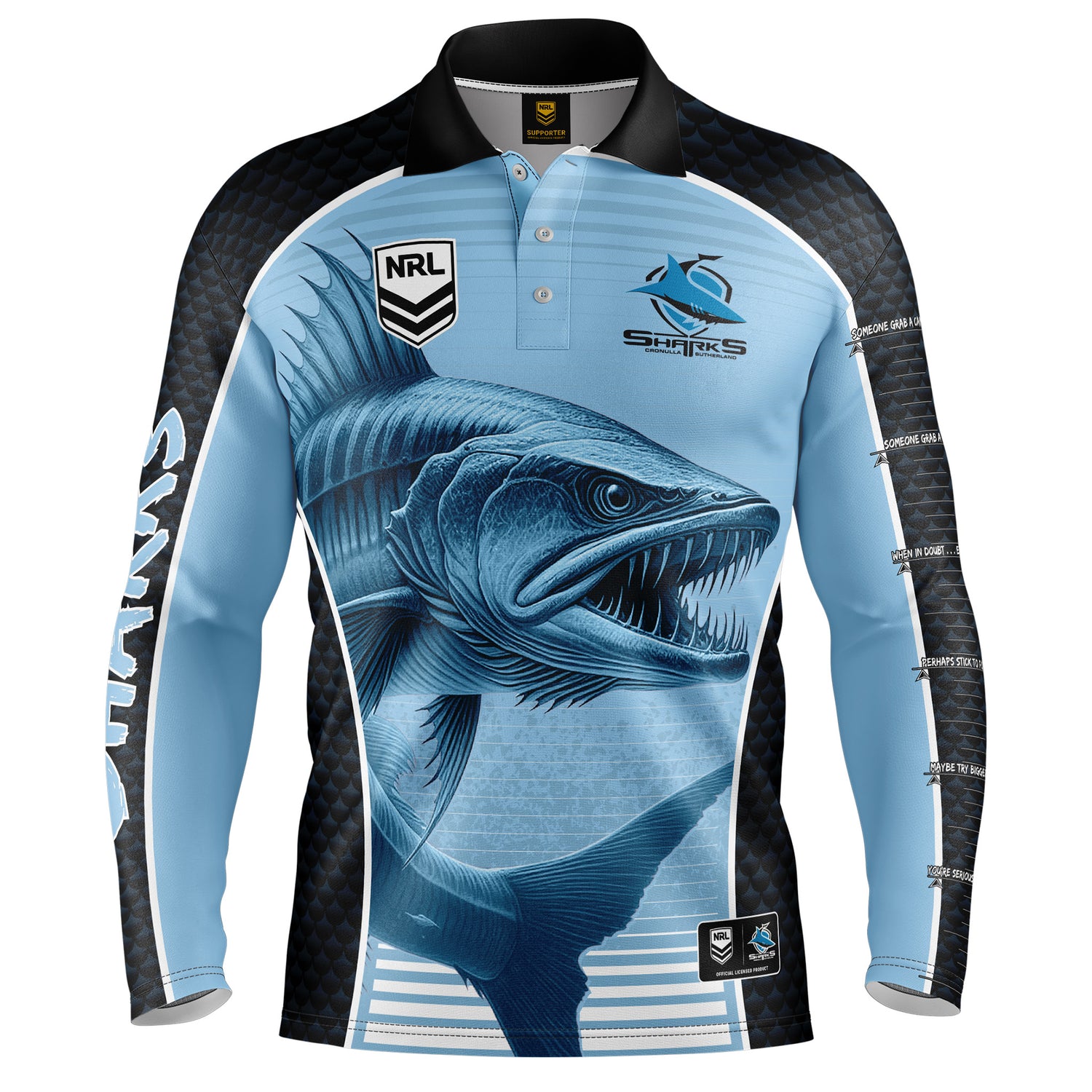 NRL Sharks 'Barracuda' Fishing Shirt - Adult - Ashtabula