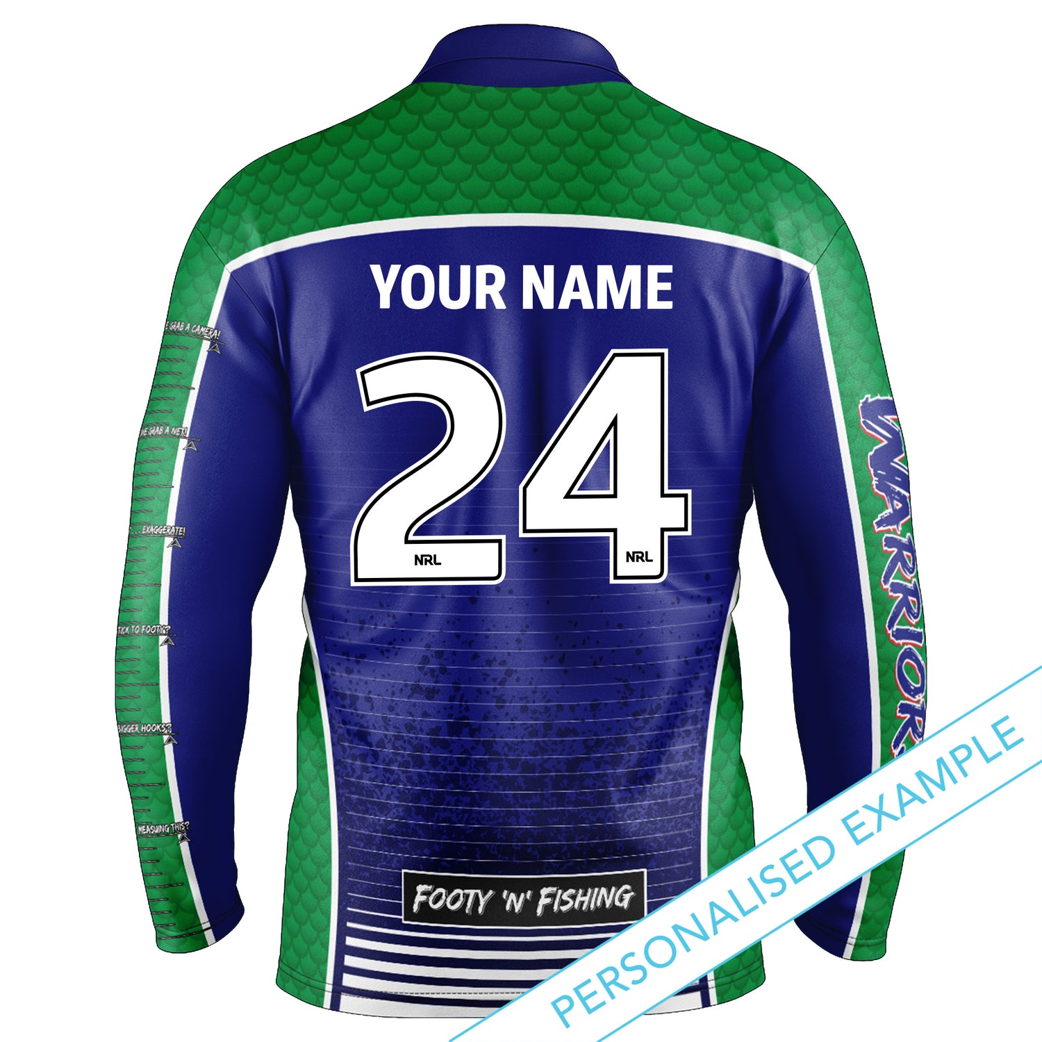 NRL Warriors 'Barracuda' Fishing Shirt - Youth - Ashtabula