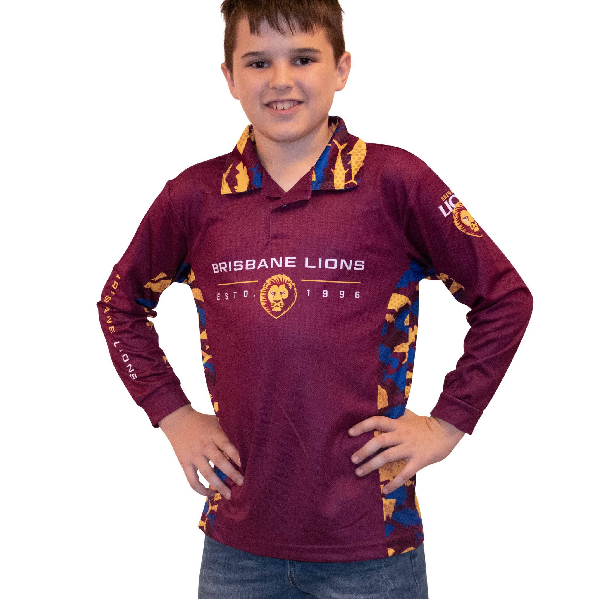 AFL Brisbane Lions Reef Runner Fishing Shirt Youth