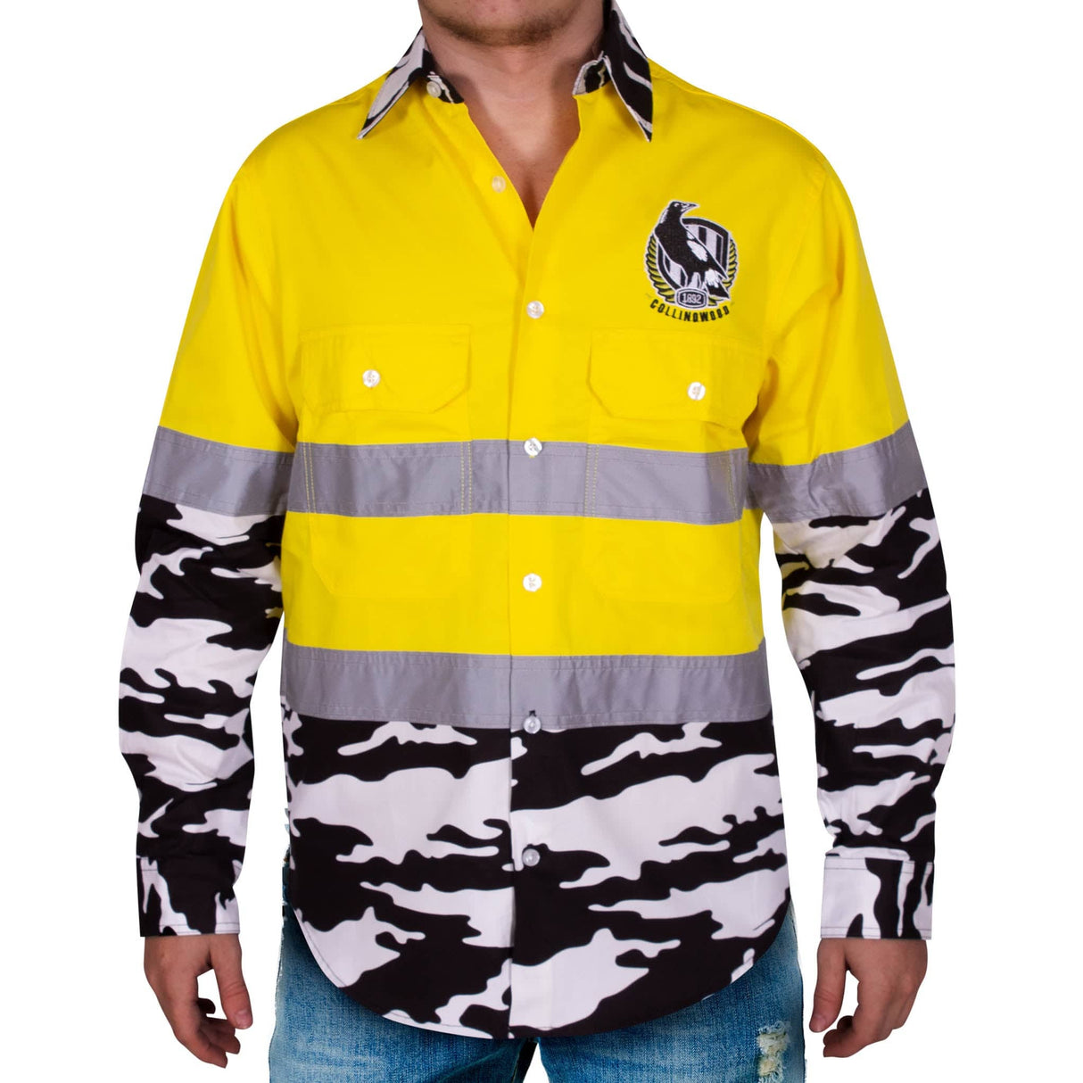 AFL Collingwood 'Camo' Hi-Vis Work Shirt - Ashtabula